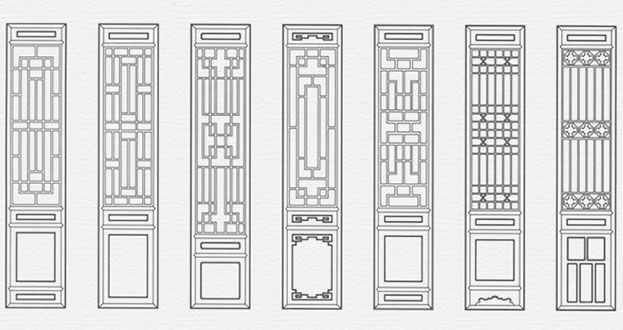 吉阳常用中式仿古花窗图案隔断设计图